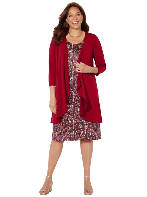 Women's Plus Size Soft Knit Jacket Dress