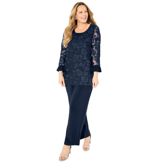 Catherines Women's Plus Size Soutache 2-Piece Pant Suit