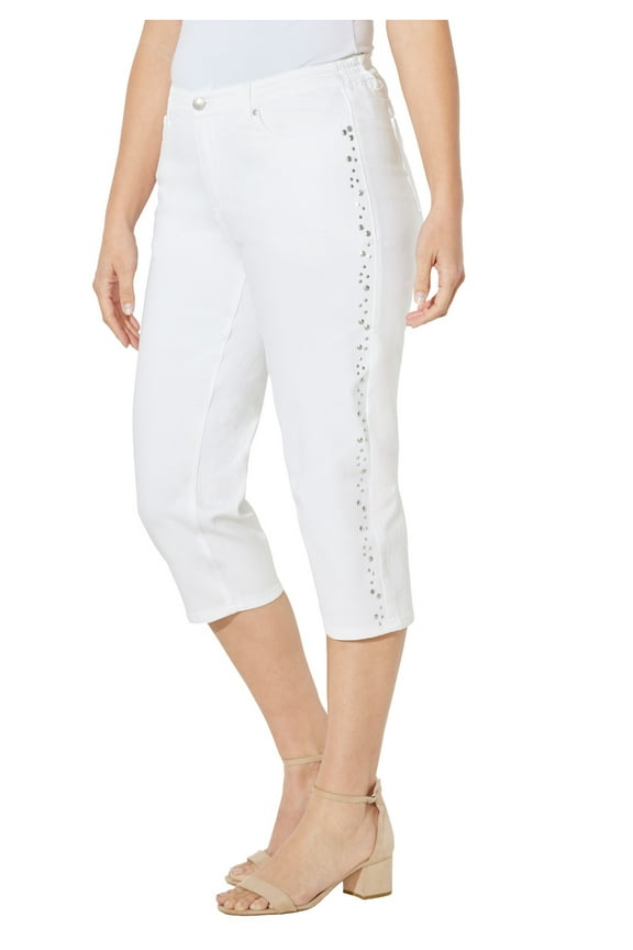 Women's Plus Size Sparkle Trim Jean Capri