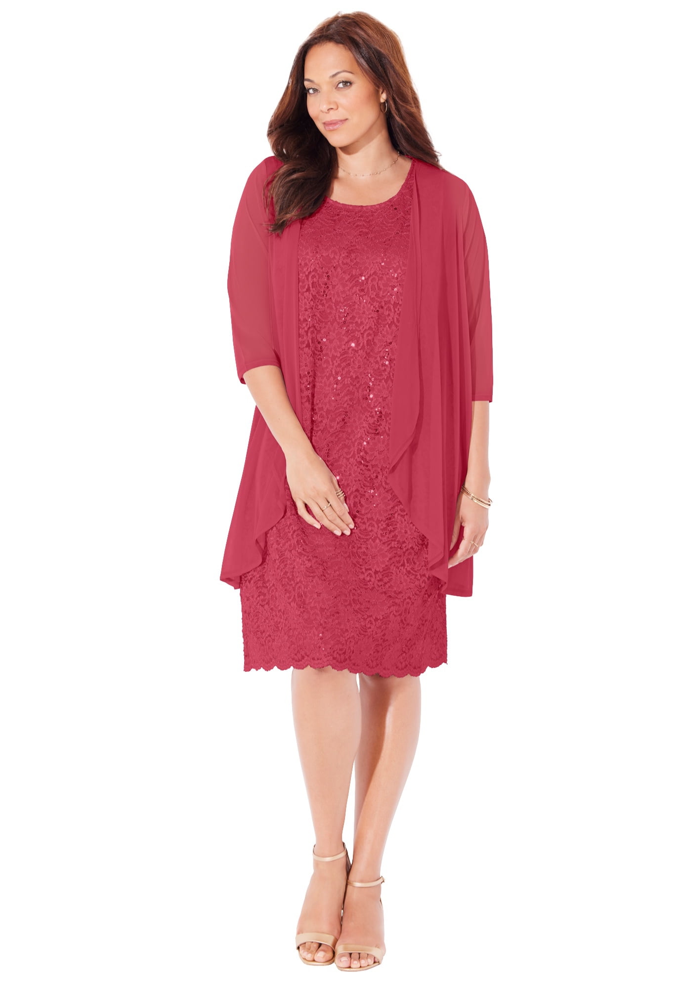 Catherines Women s Plus Size Sparkling Lace Jacket Dress