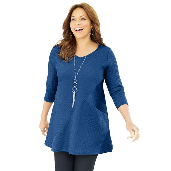 Catherines Women's Plus Size Spliced Cable Tunic