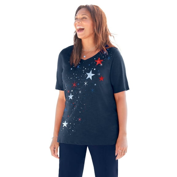 Catherines Women's Plus Size Stars & Shine Tee