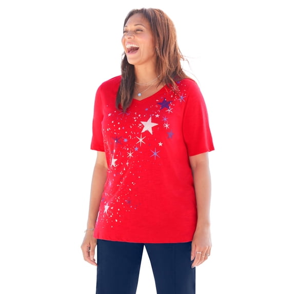 Catherines Women's Plus Size Stars & Shine Tee