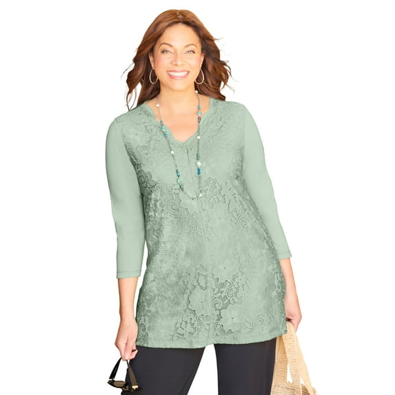 Catherines Women's Plus Size Stretch Lace Tunic