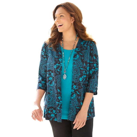 Catherines Women's Plus Size Suprema 3/4-Sleeve Cardigan