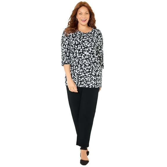 Catherines Women's Plus Size Suprema 3/4 Sleeve V-Neck Tee