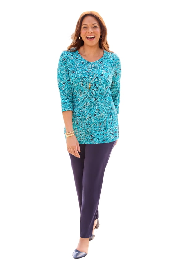 Women's Plus Size Suprema 3/4 Sleeve V-Neck Tee