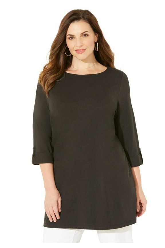 Women's Plus Size Suprema Boatneck Tunic Top