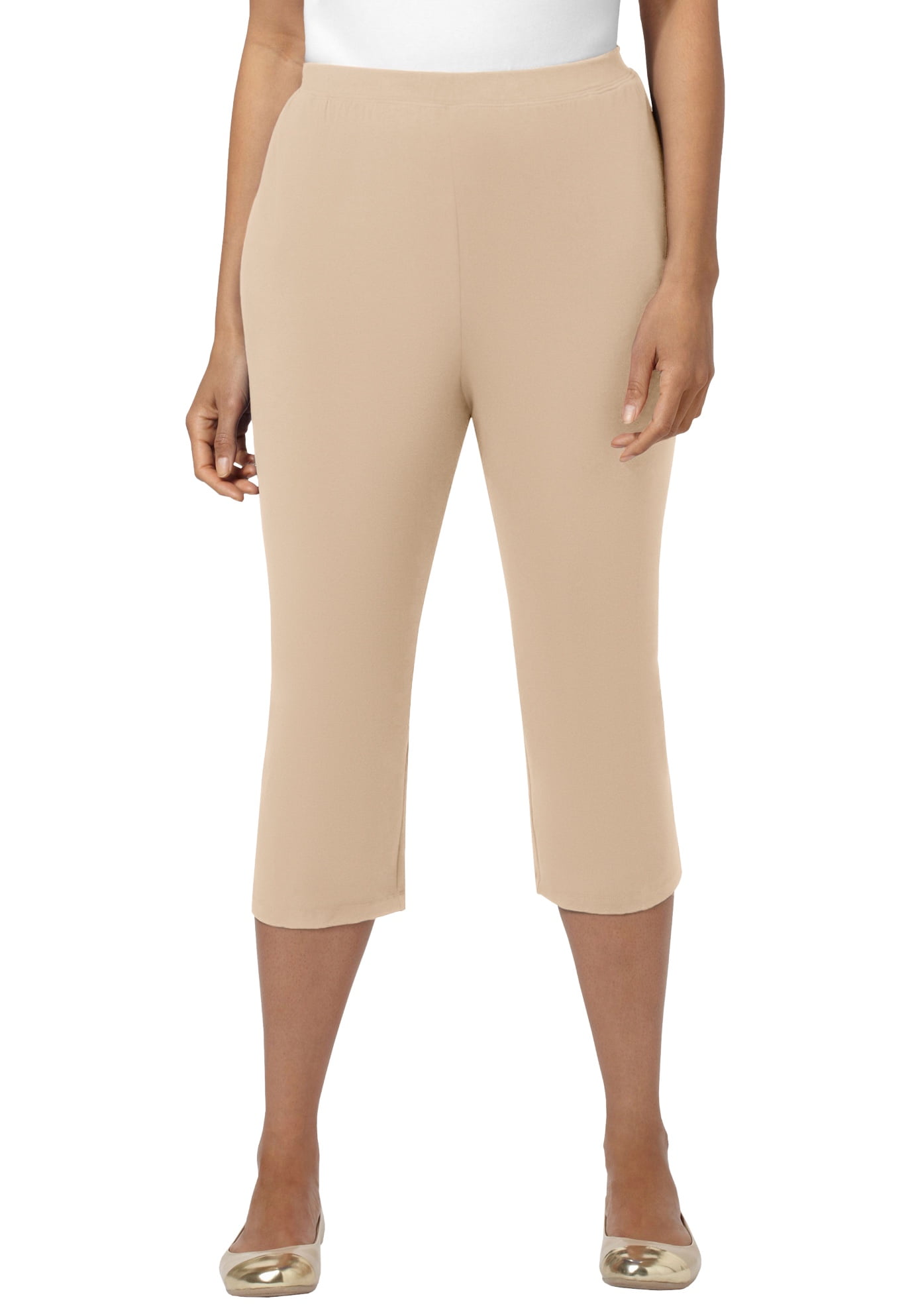 Catherines Women's Plus Size Suprema Elastic Waist Capri Pant