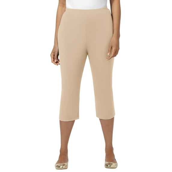 Catherines Women's Plus Size Suprema Elastic Waist Capri Pant (Petite Available)