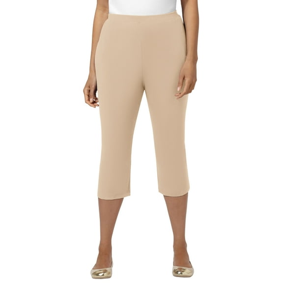 Catherines Women's Plus Size Suprema Elastic Waist Capri Pant (Petite Available)