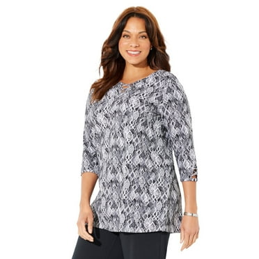 Catherines Women's Plus Size Suprema Crisscross Pullover Tee