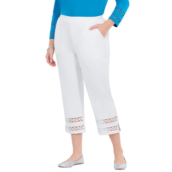 Catherines Women's Plus Size Suprema Crochet Trim Capri