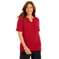 thumbnail image 1 of Catherines Women's Plus Size Suprema Embroidered Notch-Neck Tee, 1 of 6