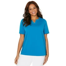 Terra & Sky Women's Plus Size Notch Neck T-Shirt - Walmart.com