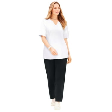 Catherines Women's Plus Size Suprema Embroidered Notch-Neck Tee