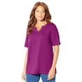 thumbnail image 1 of Catherines Women's Plus Size Suprema Embroidered Notch-Neck Tee, 1 of 2