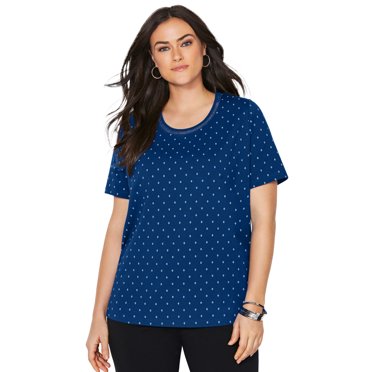 Catherines Women's Plus Size Suprema Embroidered Scoopneck Tee
