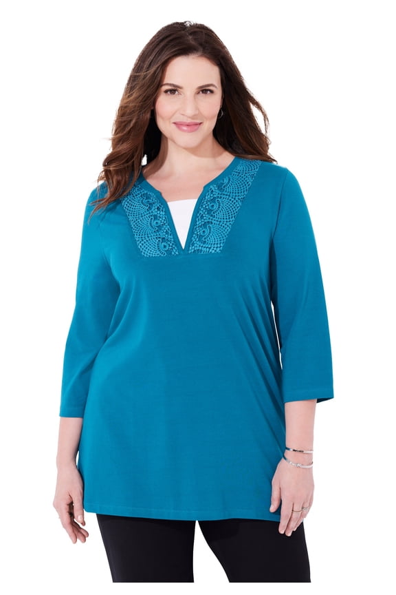 Women's Plus Size Suprema Lace Trim Duet Top