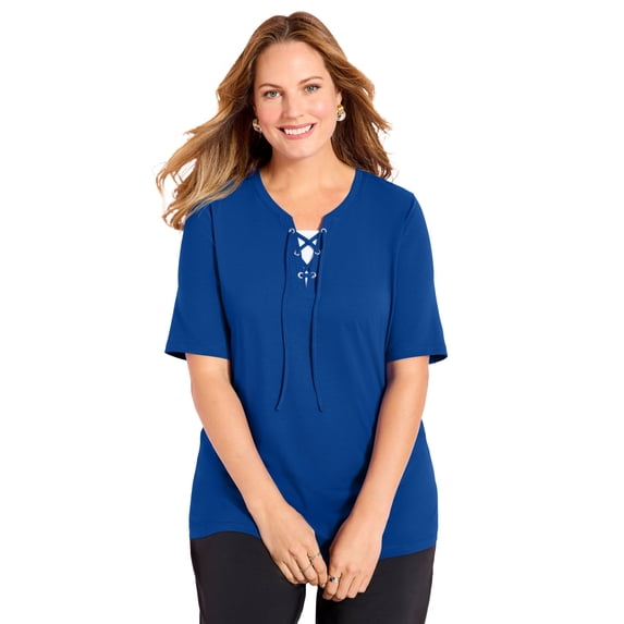 Catherines Women's Plus Size Suprema Lace-Up Tee