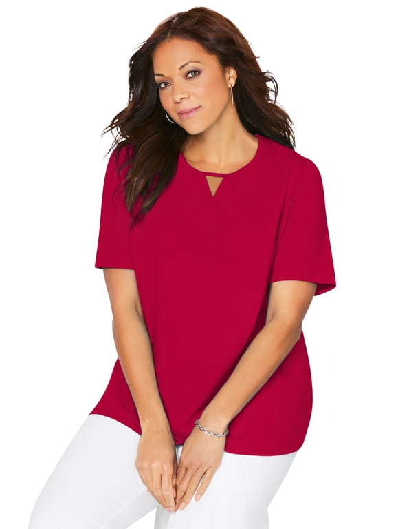 Women's Plus Size Suprema Pleat-Neck Tee