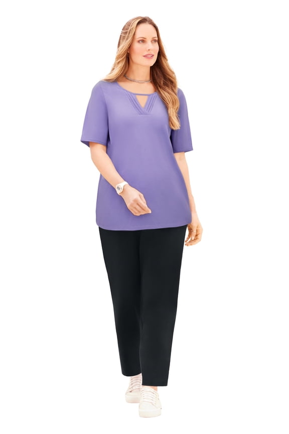 Women's Plus Size Suprema Pleat-Neck Tee