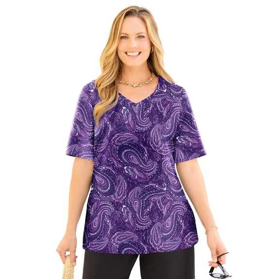 Catherines Women's Plus Size Suprema Short Sleeve V-Neck Tee