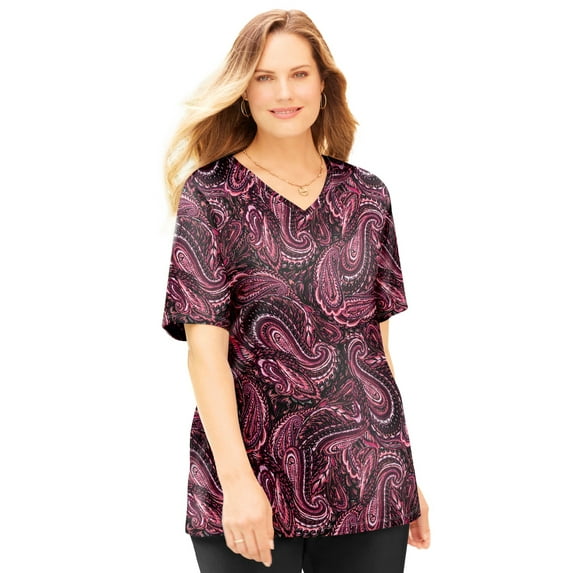 Catherines Women's Plus Size Suprema Short Sleeve V-Neck Tee