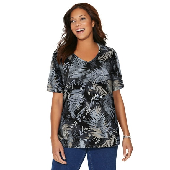 Catherines Women's Plus Size Suprema Short Sleeve V-Neck Tee