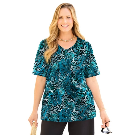 Catherines Women's Plus Size Suprema Short Sleeve V-Neck Tee
