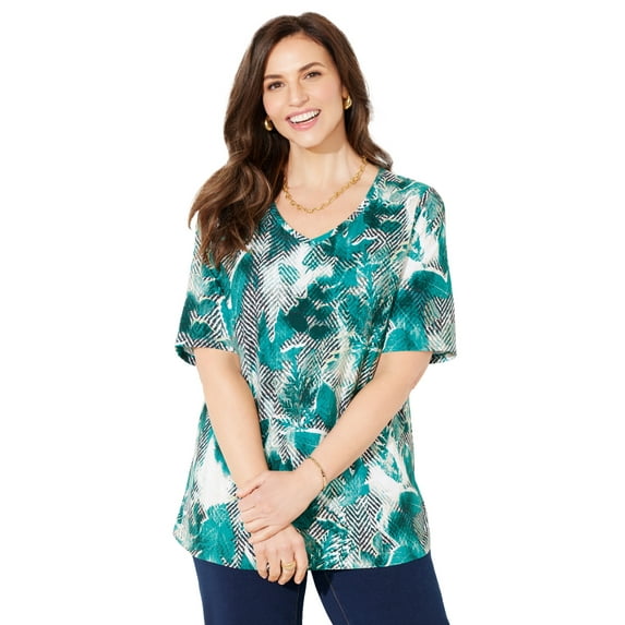 Catherines Women's Plus Size Suprema Short Sleeve V-Neck Tee