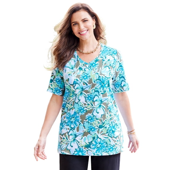 Catherines Women's Plus Size Suprema Short Sleeve V-Neck Tee