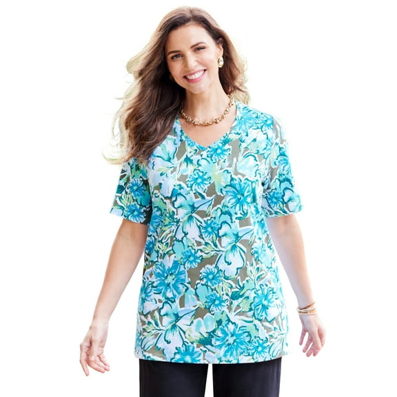 Catherines Women's Plus Size Suprema Short Sleeve V-Neck Tee