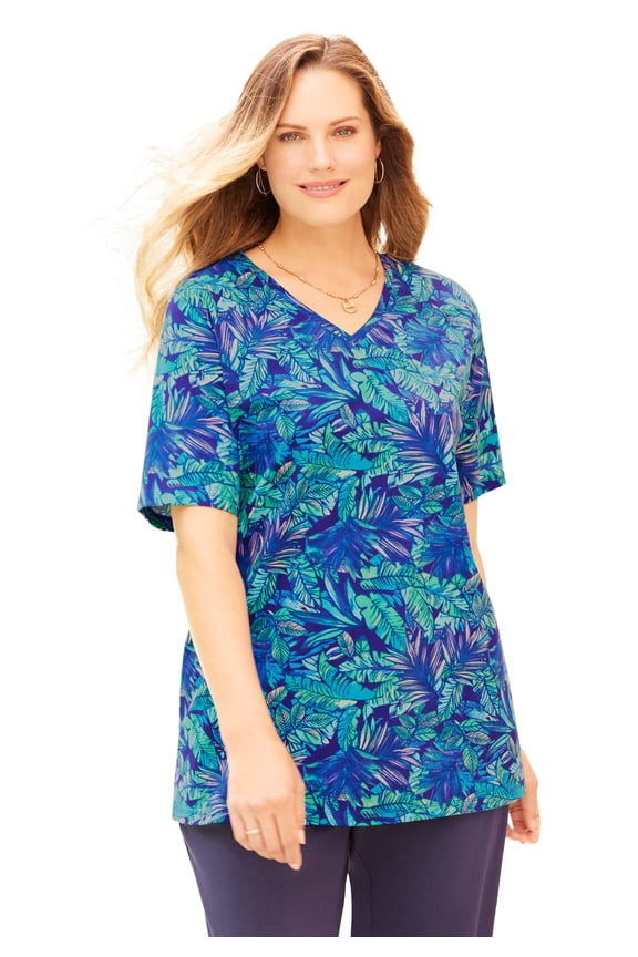 Women's Plus Size Suprema Short Sleeve V-Neck Tee