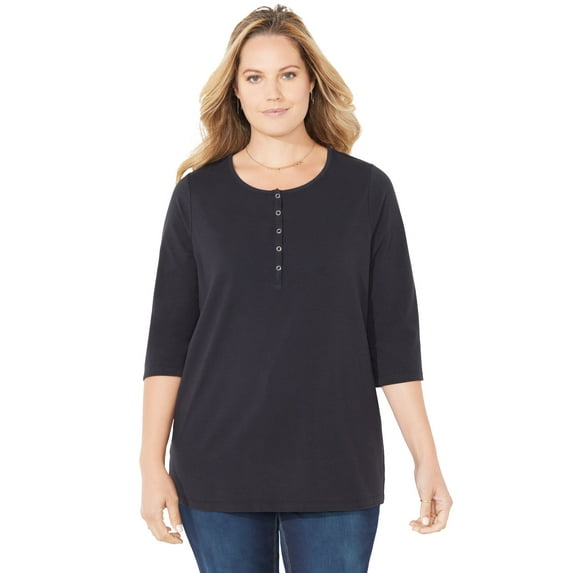 Catherines Women's Plus Size Suprema Snap-Placket Tee