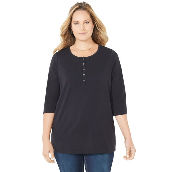 Catherines Women's Plus Size Suprema Snap-Placket Tee