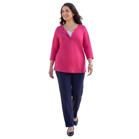 Catherines Women's Plus Size Suprema Snap-Placket Tee