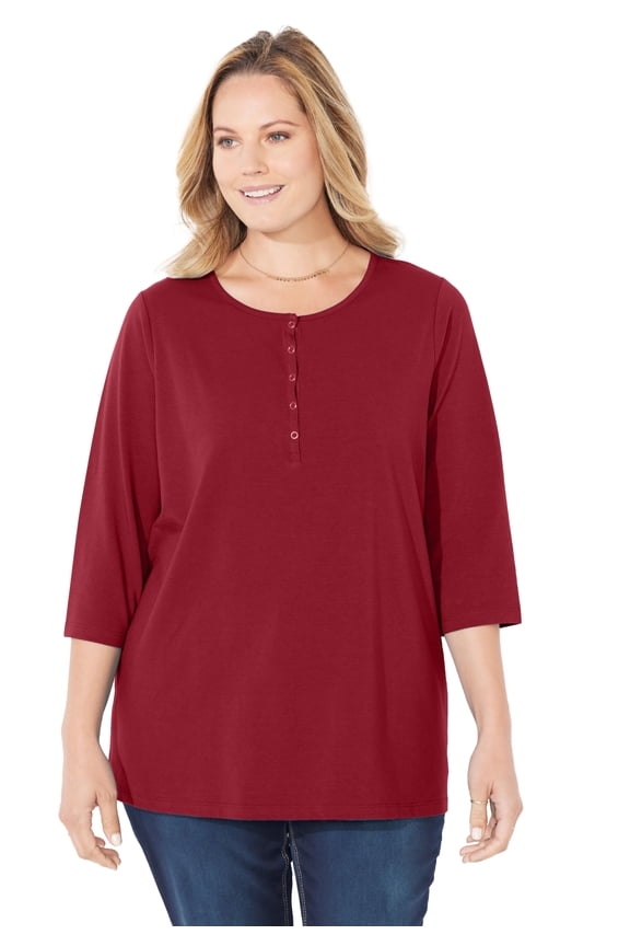 Women's Plus Size Suprema Snap-Placket Tee
