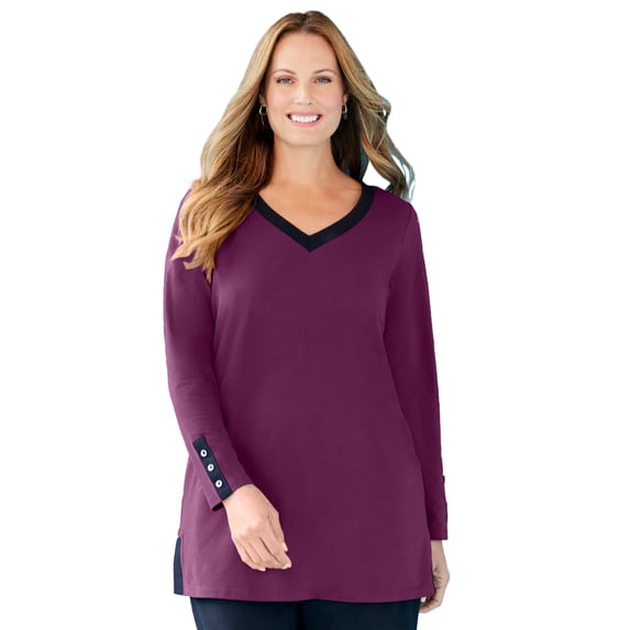 Catherines Women's Plus Size Suprema Studio Contrast Tunic
