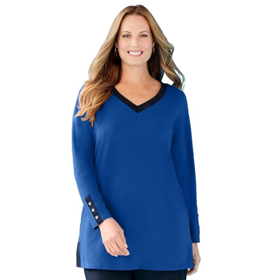 Catherines Women's Plus Size Suprema Studio Contrast Tunic