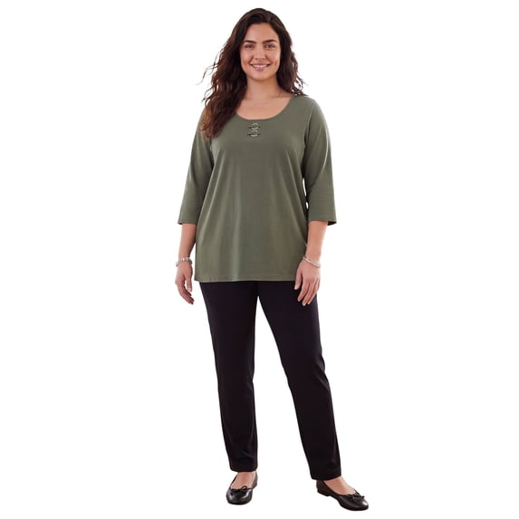 Catherines Women's Plus Size Suprema Studio Double-Ring Tee