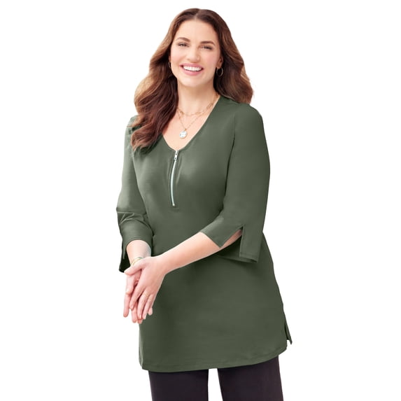 Catherines Women's Plus Size Suprema Studio Half-Zip Tunic