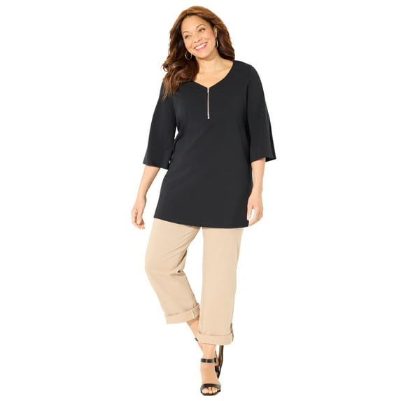 Catherines Women's Plus Size Suprema Studio Roll Tab Pant