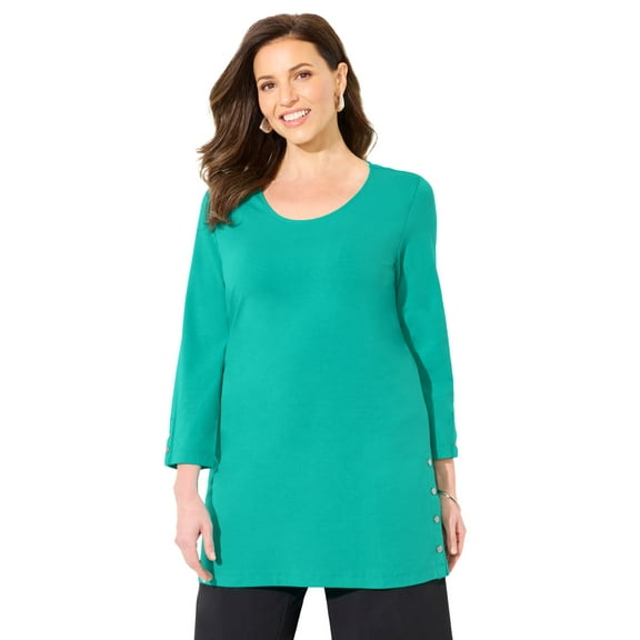 Catherines Women's Plus Size Suprema Studio Snap Accent Tunic