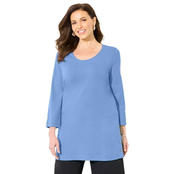 Catherines Women's Plus Size Suprema Studio Snap Accent Tunic