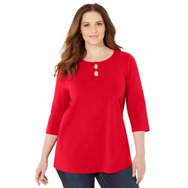 Catherines Women's Plus Size Petite Suprema Teardrop Tee