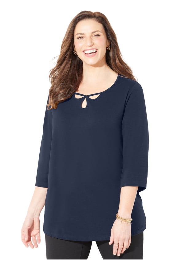 Women's Plus Size Suprema Triple Keyhole Tee