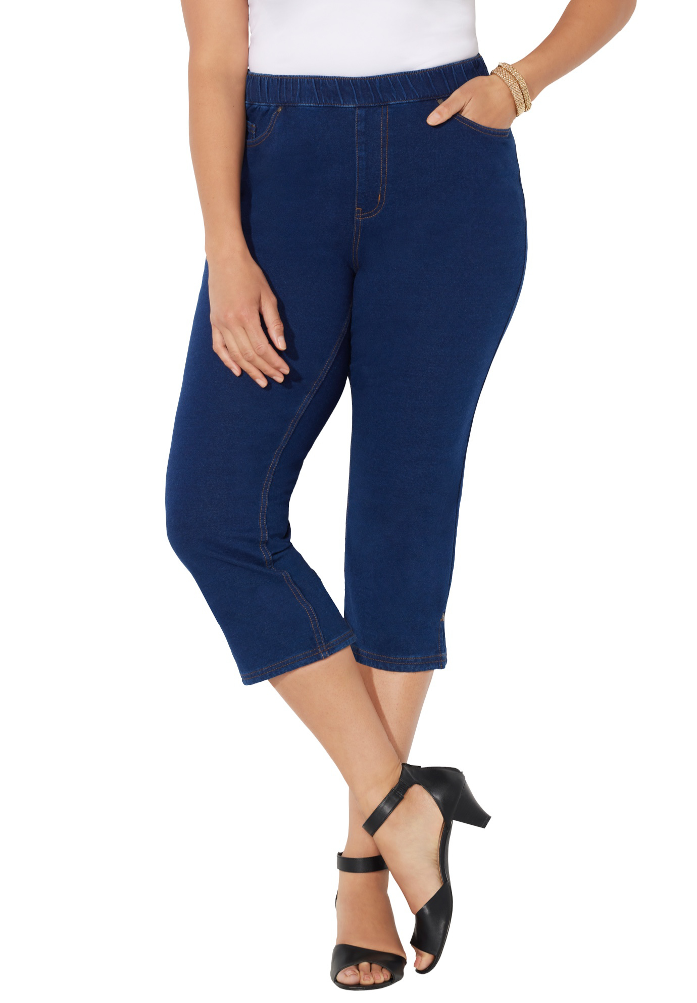 Catherines Women's Plus Size The Knit Jean Capri (With Pockets) - image 1 of 4