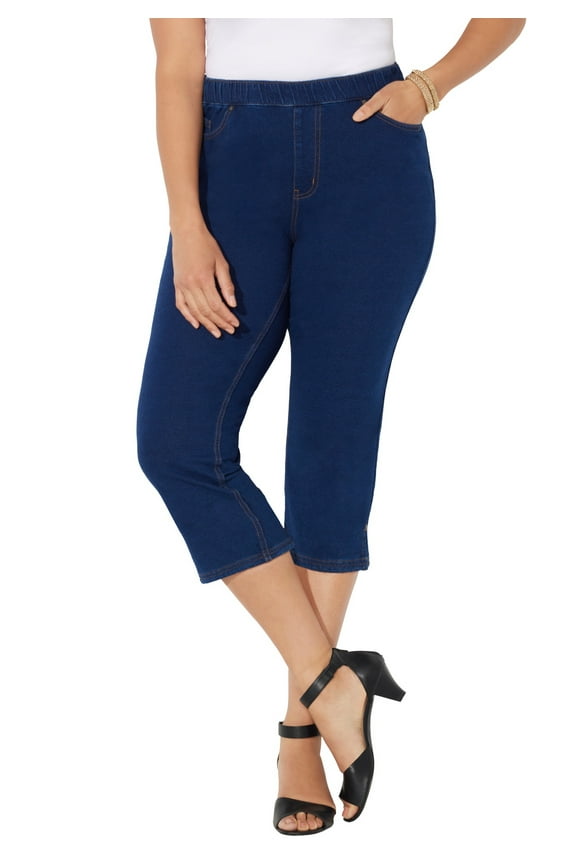 Women's Plus Size The Knit Jean Capri (With Pockets)