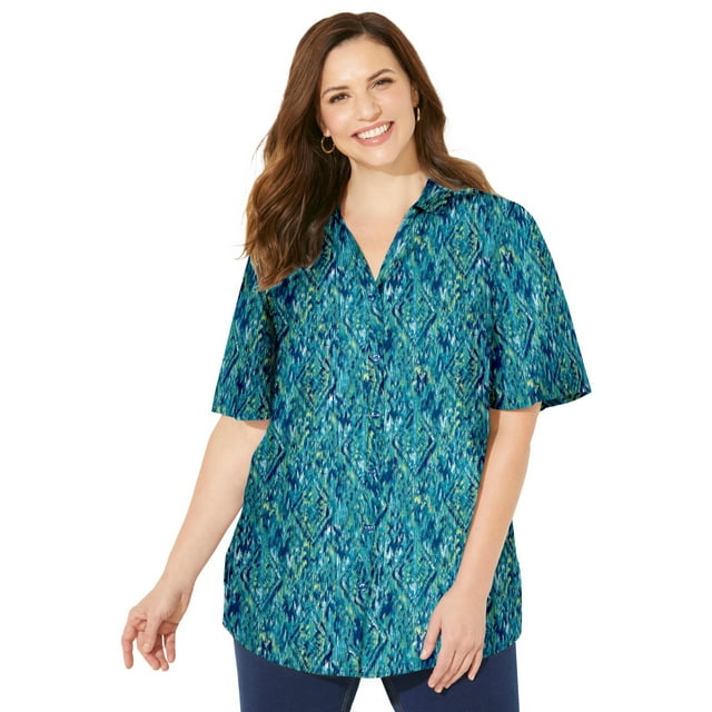 Catherines Women's Plus Size Timeless Short Sleeve Blouse